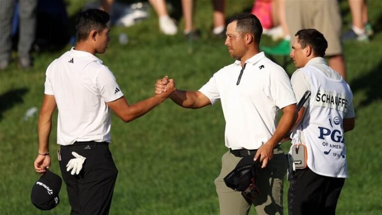 Schauffele y Morikawa con mínima ventaja en un apretado PGA Championship